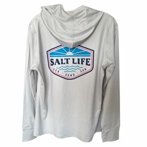 Salt Life Angler Tactic SLX Performance Hoodie SZ Large Light Gray